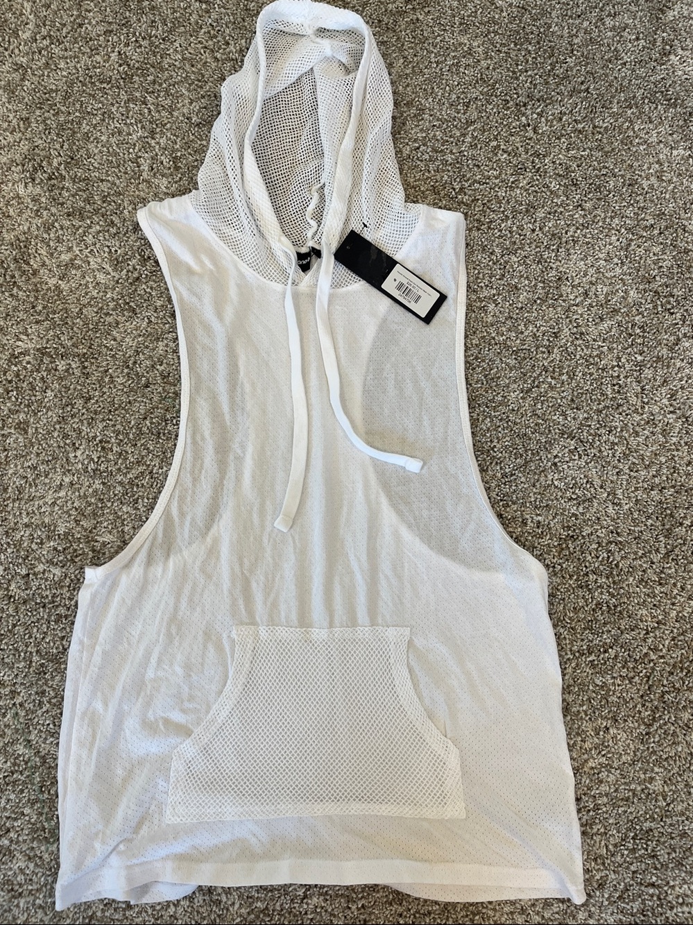Mono B White Mesh Drawstring swimsuit cover-up